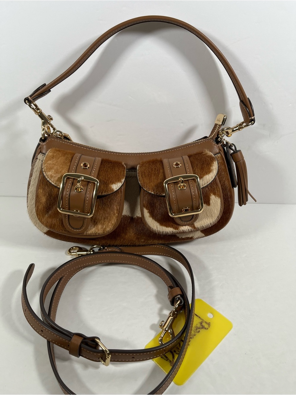 Coach Ashton Shoulder Bag In Haircalf With Cow Print NWT